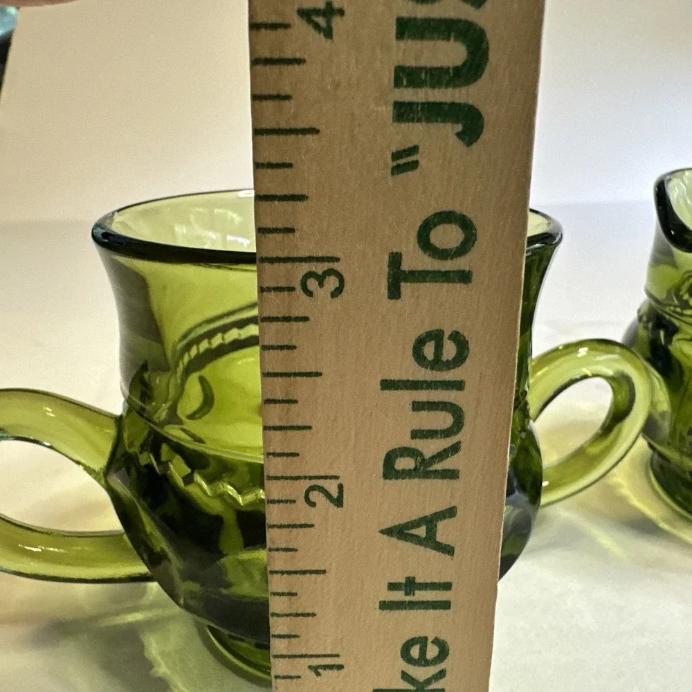Set of Green Sugar and Creamer Dishes